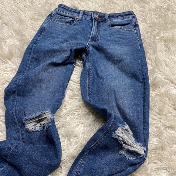 ❌SOLD❌American Eagle mom blue jeans 00 stretch - Picture 5 of 7